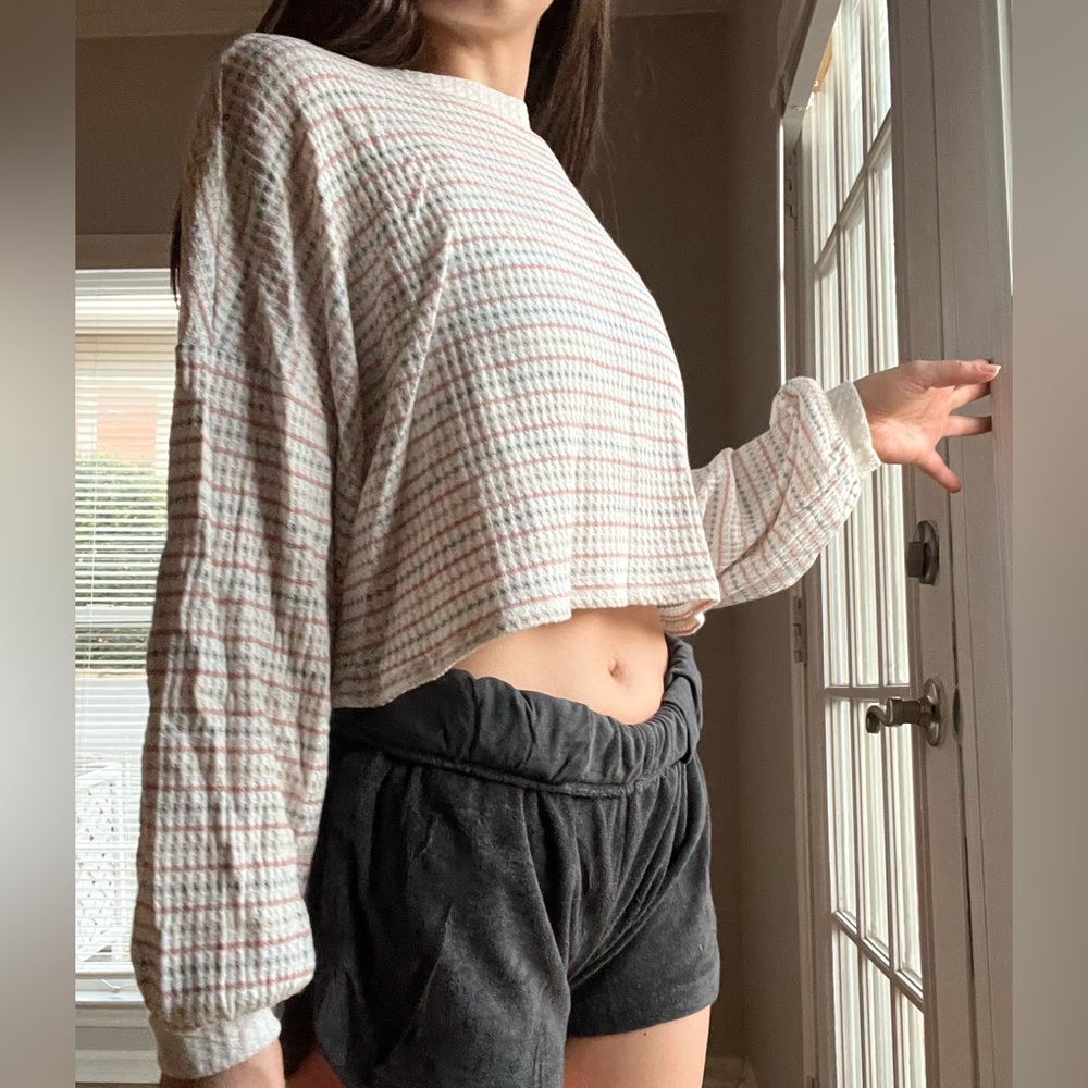 Waffled Striped Bohme Top